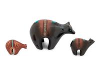 Black and Sienna Pottery Bears, with Turquoise and Heishi