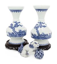 Three Japanese Blue and White Porcelain Articles