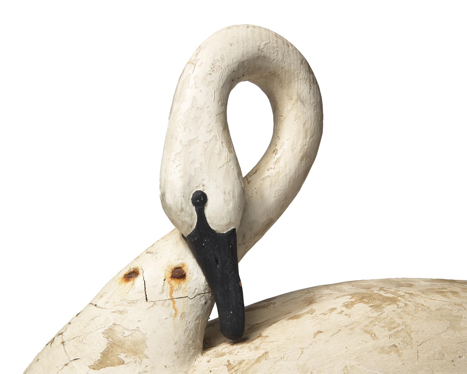 A Carved and Painted Wood Swan Decoy
