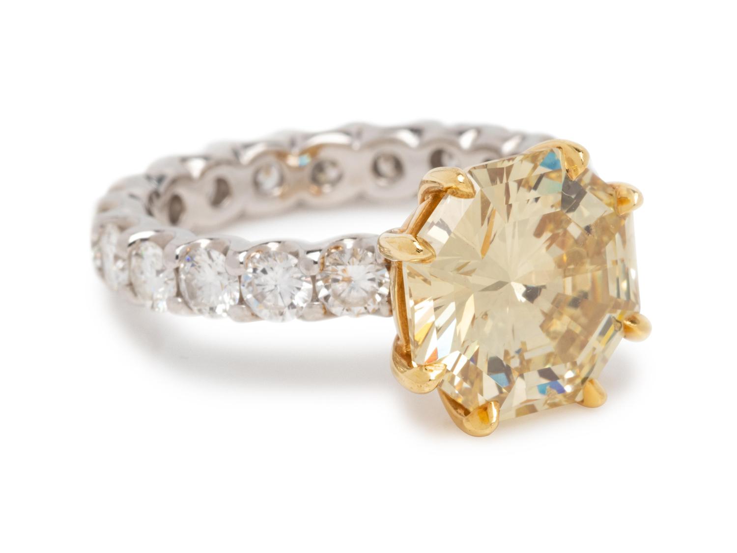 Fancy Brownish Yellow Diamond and Diamond Ring
