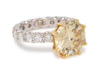 Fancy Brownish Yellow Diamond and Diamond Ring