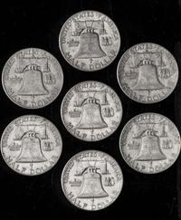 A Collection of Seven United States Benjamin Franklin 50C Coins
