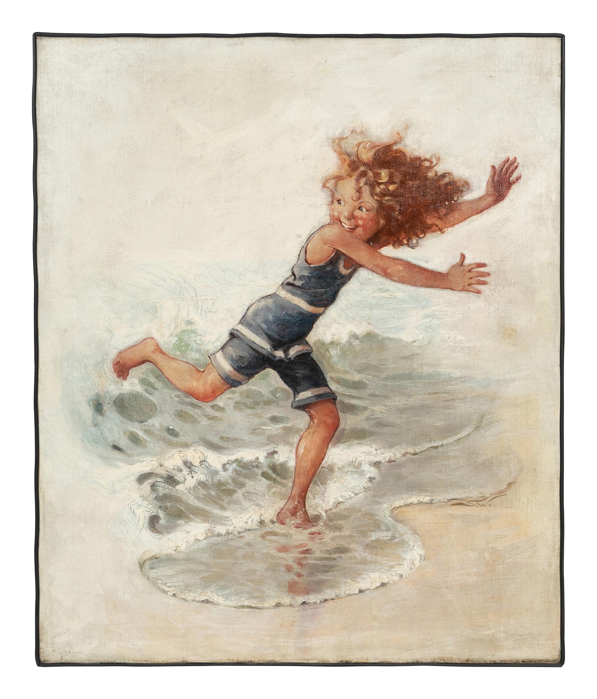 Running from Waves ( Saturday Evening Post Cover ) , 1921