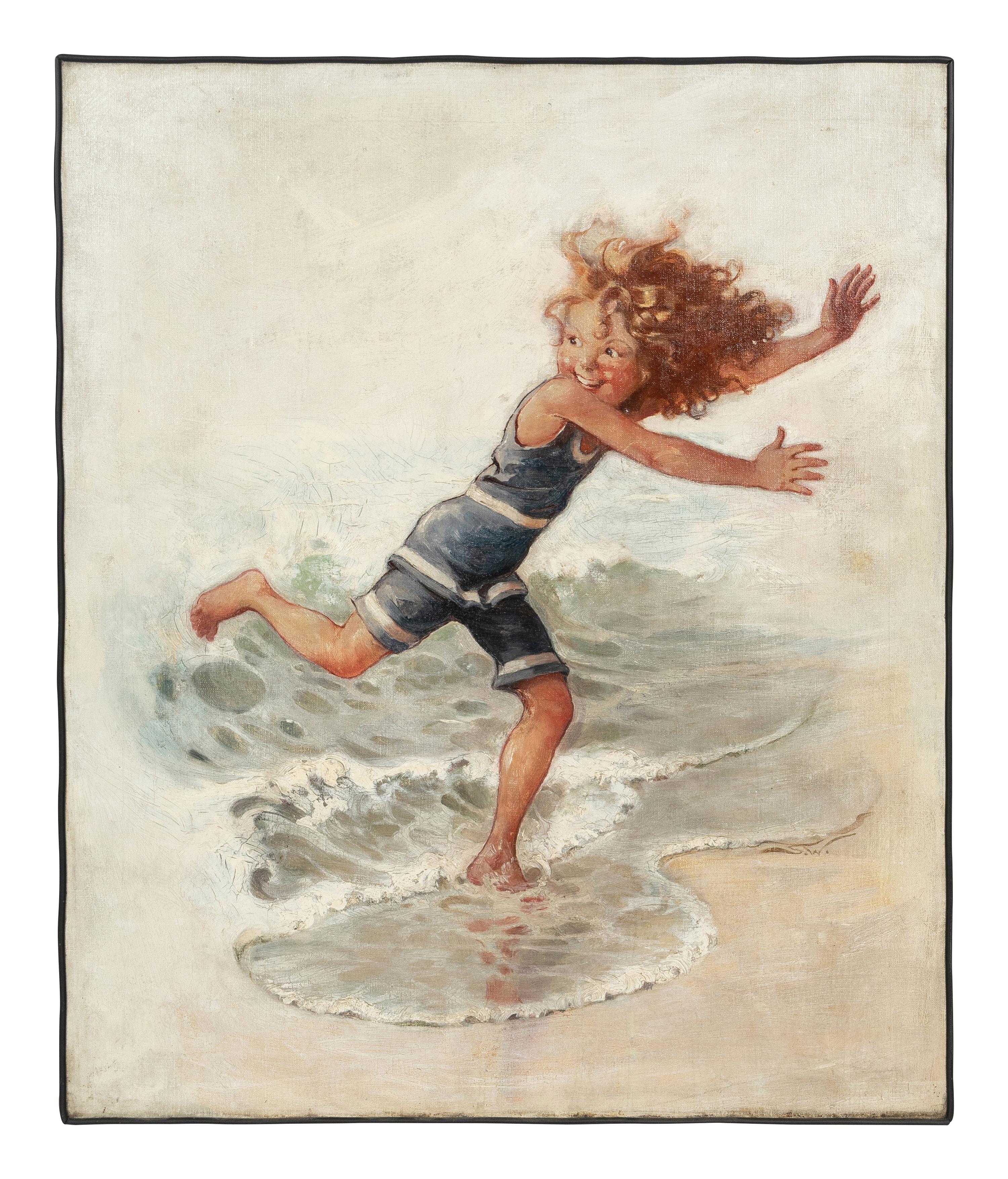 Running from Waves ( Saturday Evening Post Cover ) , 1921