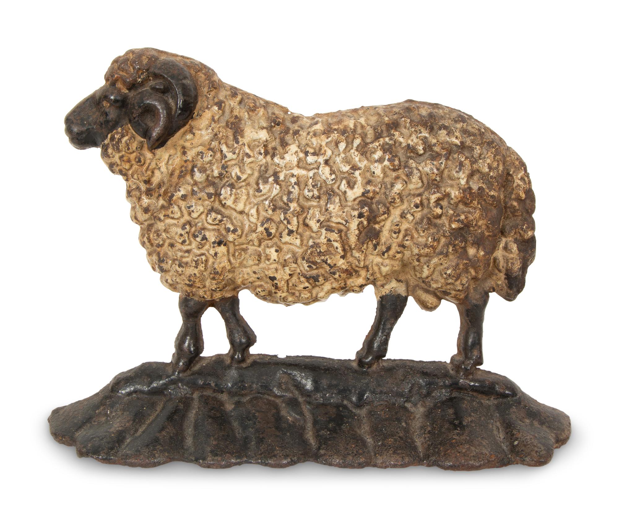A Painted Cast Iron Sheep Doorstop