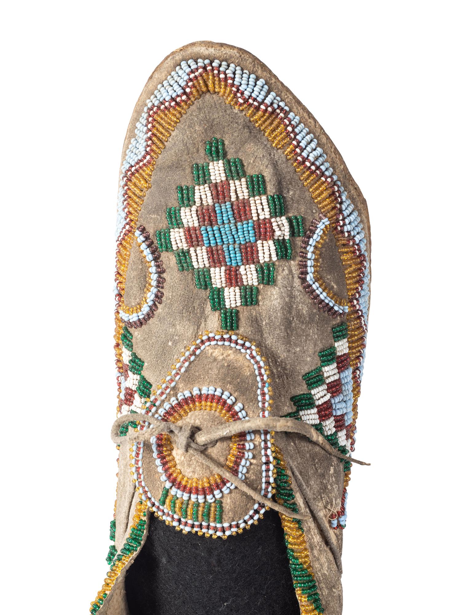 Apache Beaded Hide Moccasins