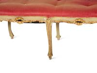 A Louis XV Style Painted and Parcel Gilt Hall Bench