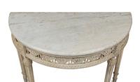 A Louis XVI White-Painted Marble-Top Console Table