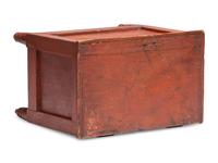 A Late Federal Red Painted Pine Miniature Blanket Chest
