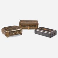 A group of three Chinese Export lacquer boxes early 19th century