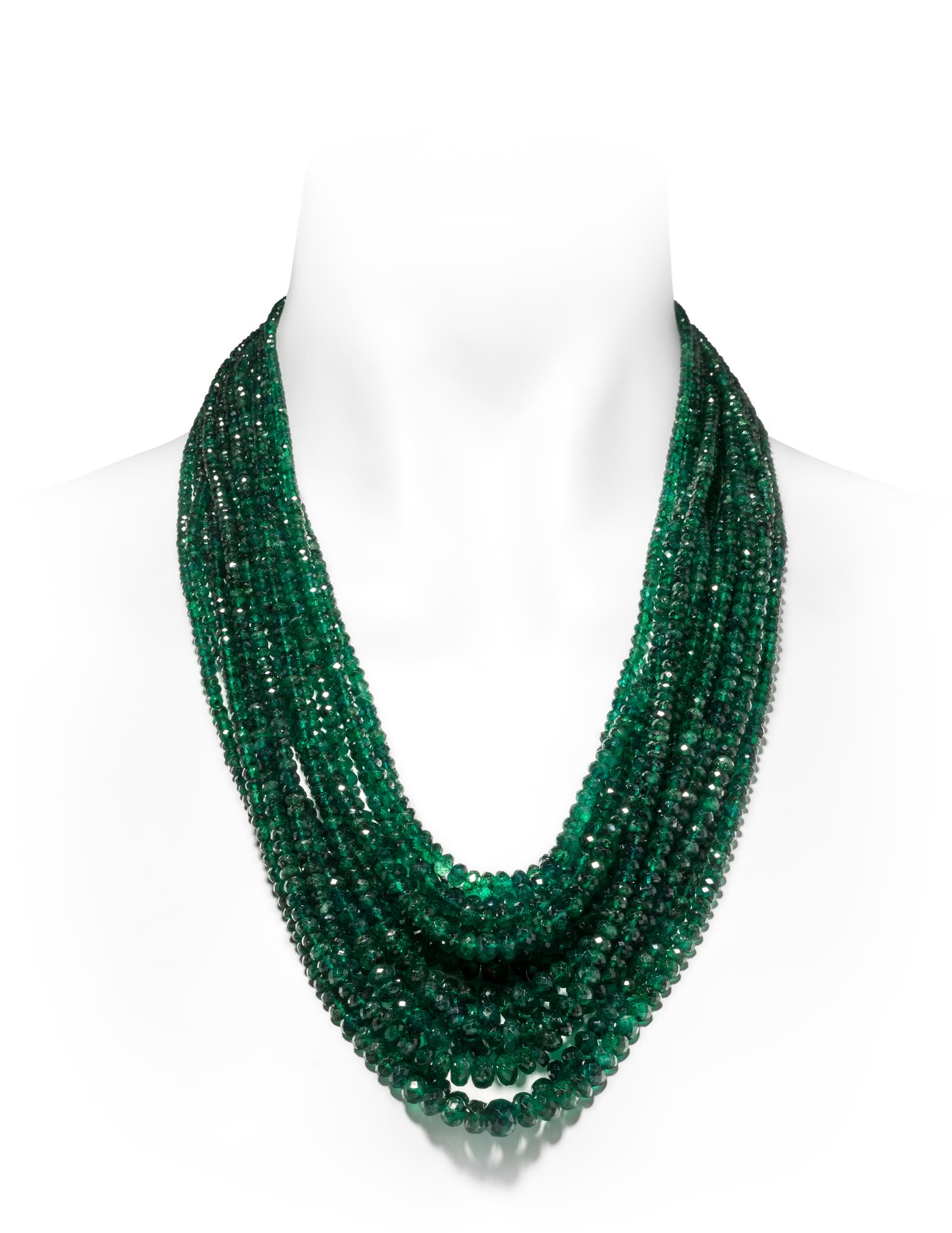 ANGELA PINTALDI, MULTISTRAND EMERALD BEAD NECKLACE