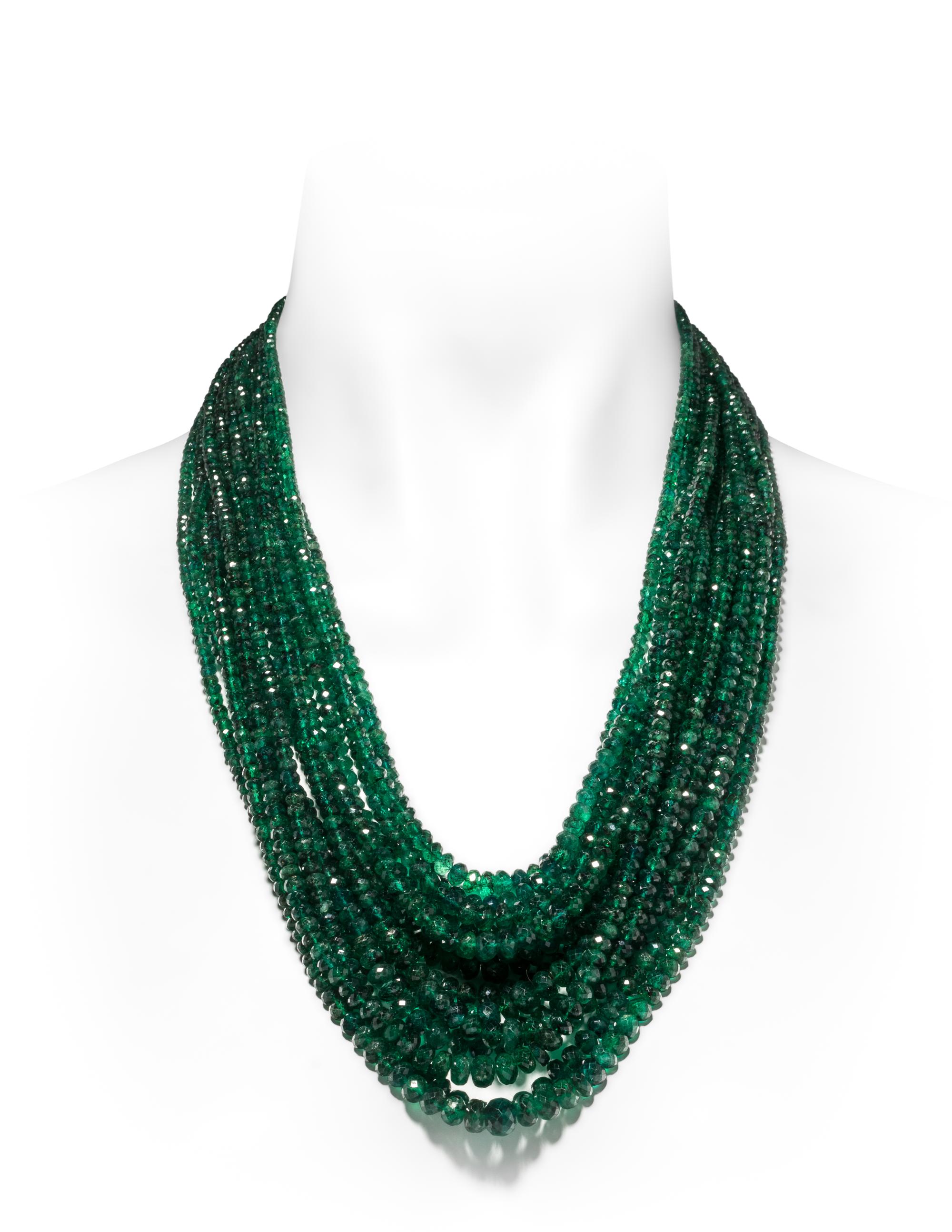 ANGELA PINTALDI, MULTISTRAND EMERALD BEAD NECKLACE