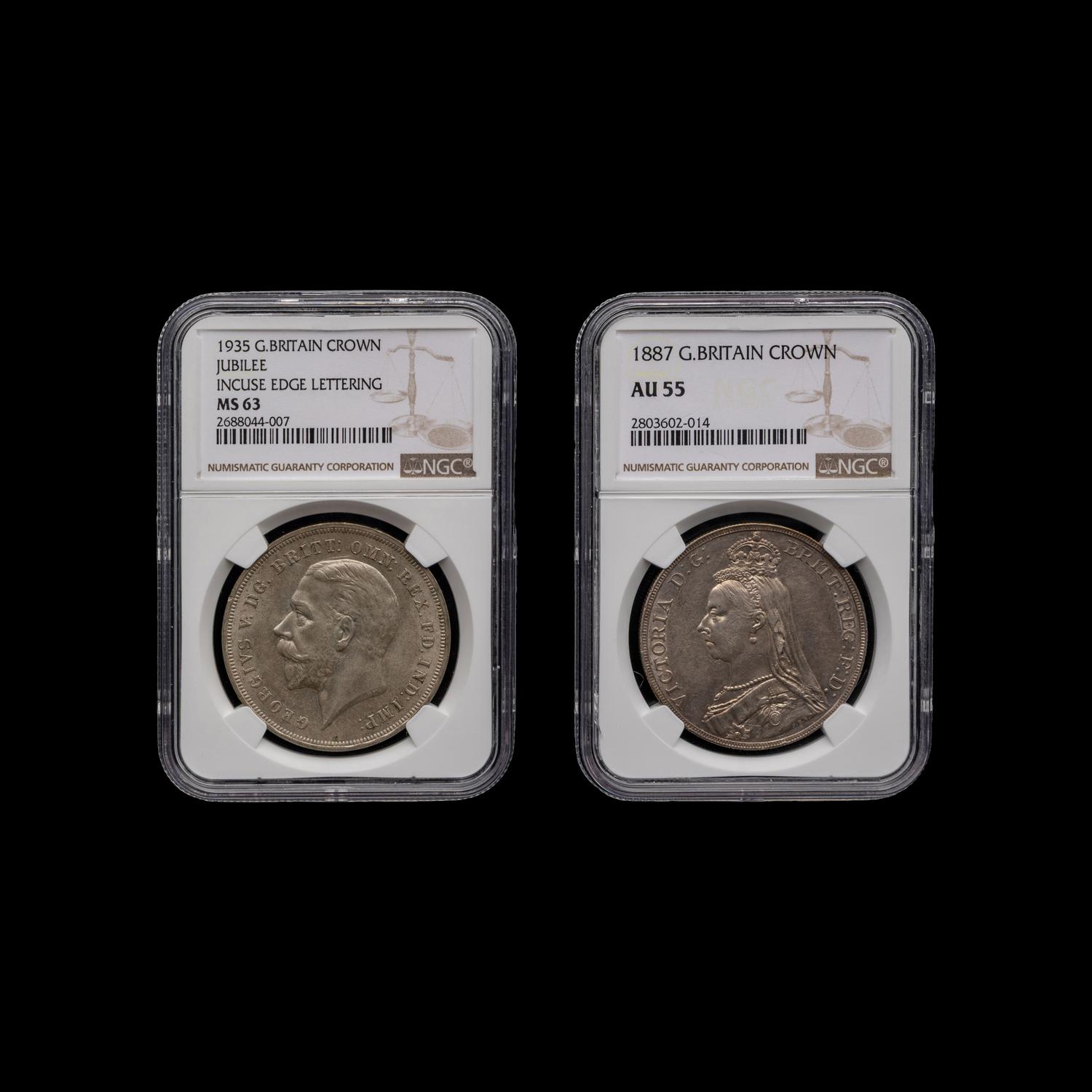 [GREAT BRITAIN] Two Graded Crown Coins