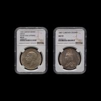 [GREAT BRITAIN] Two Graded Crown Coins