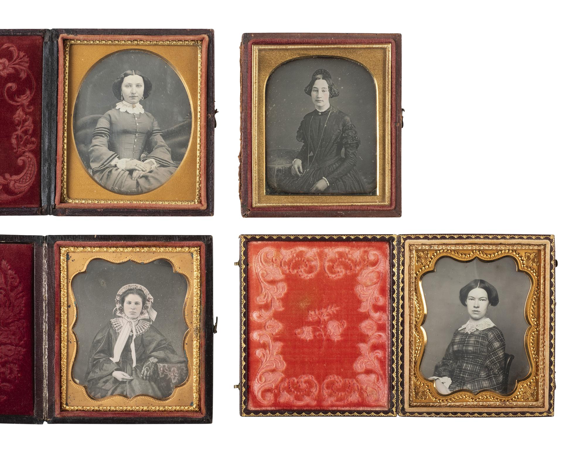 [EARLY PHOTOGRAPHY]. 20 sixth plate daguerreotypes of young women, most with above average clarity.