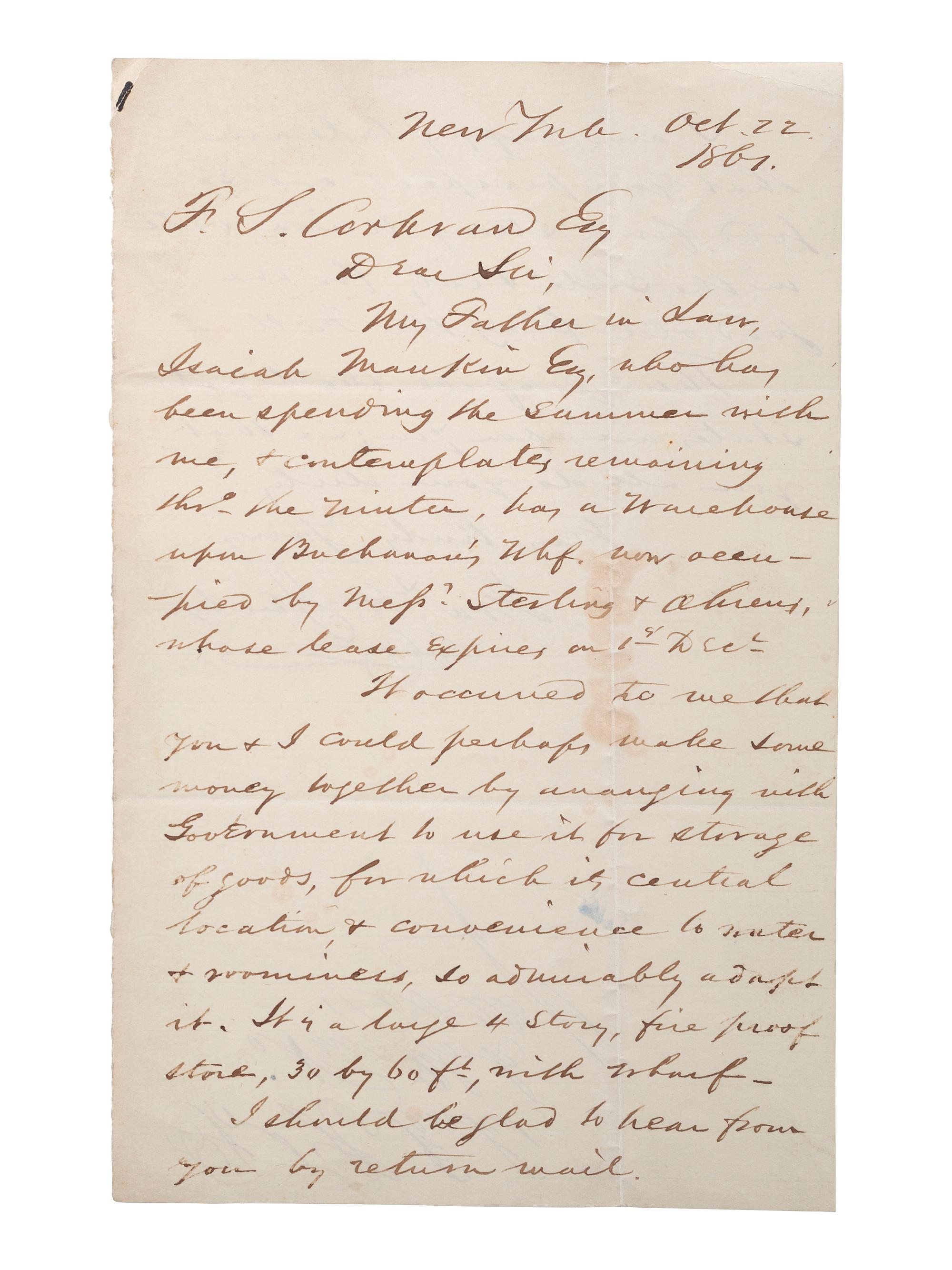[SLAVERY & ABOLITION] -- [COCKRAN, Francis S. (1814-1886)]. Archive of letters to Maryland abolitionist and Underground Railroad supporter, comprising: