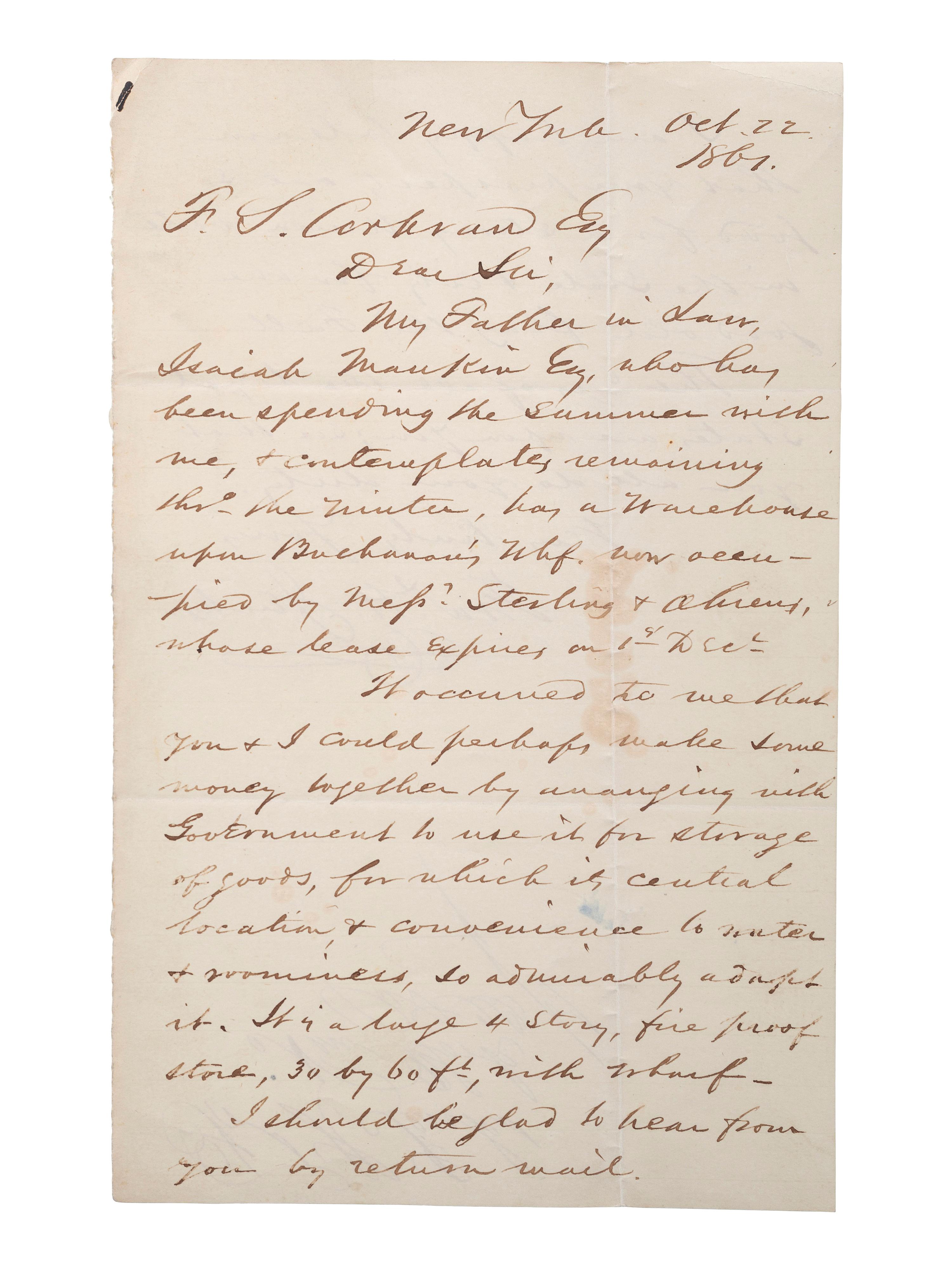 [SLAVERY & ABOLITION] -- [COCKRAN, Francis S. (1814-1886)]. Archive of letters to Maryland abolitionist and Underground Railroad supporter, comprising: