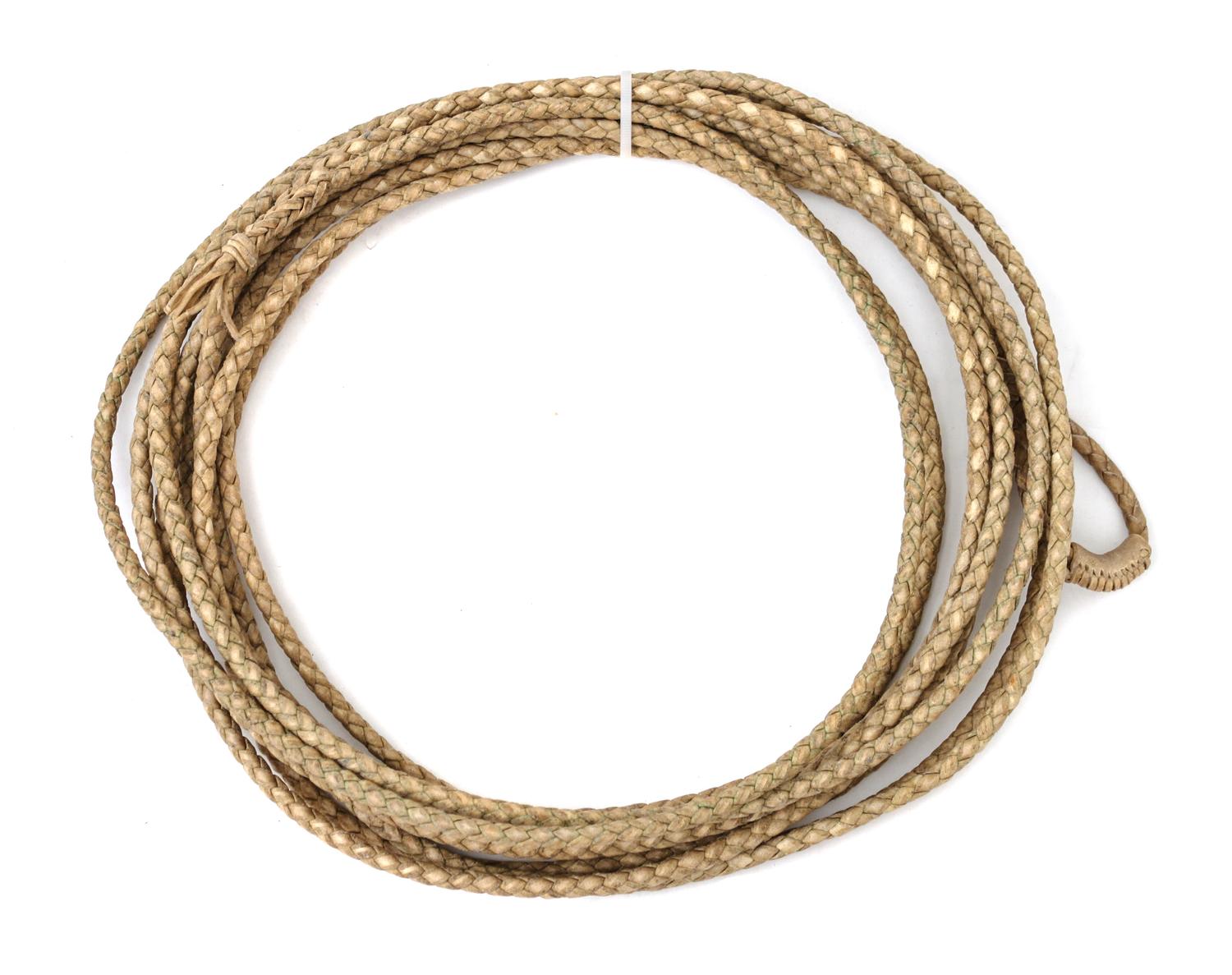 Two Hackamore Braided Bull Hide Ropes Length of lead 29 feet