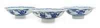 Three Chinese Export Canton Blue and White Porcelain Bowls