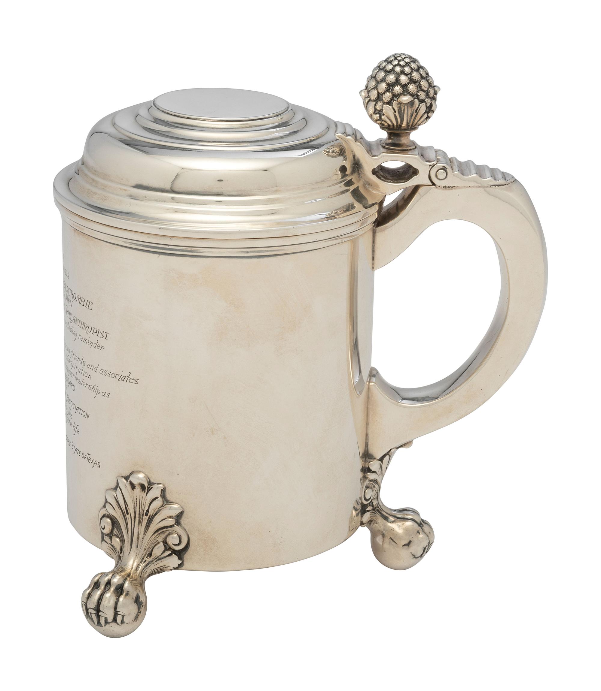 An American Silver Presentation Stein of Houston Horse Show Association Interest