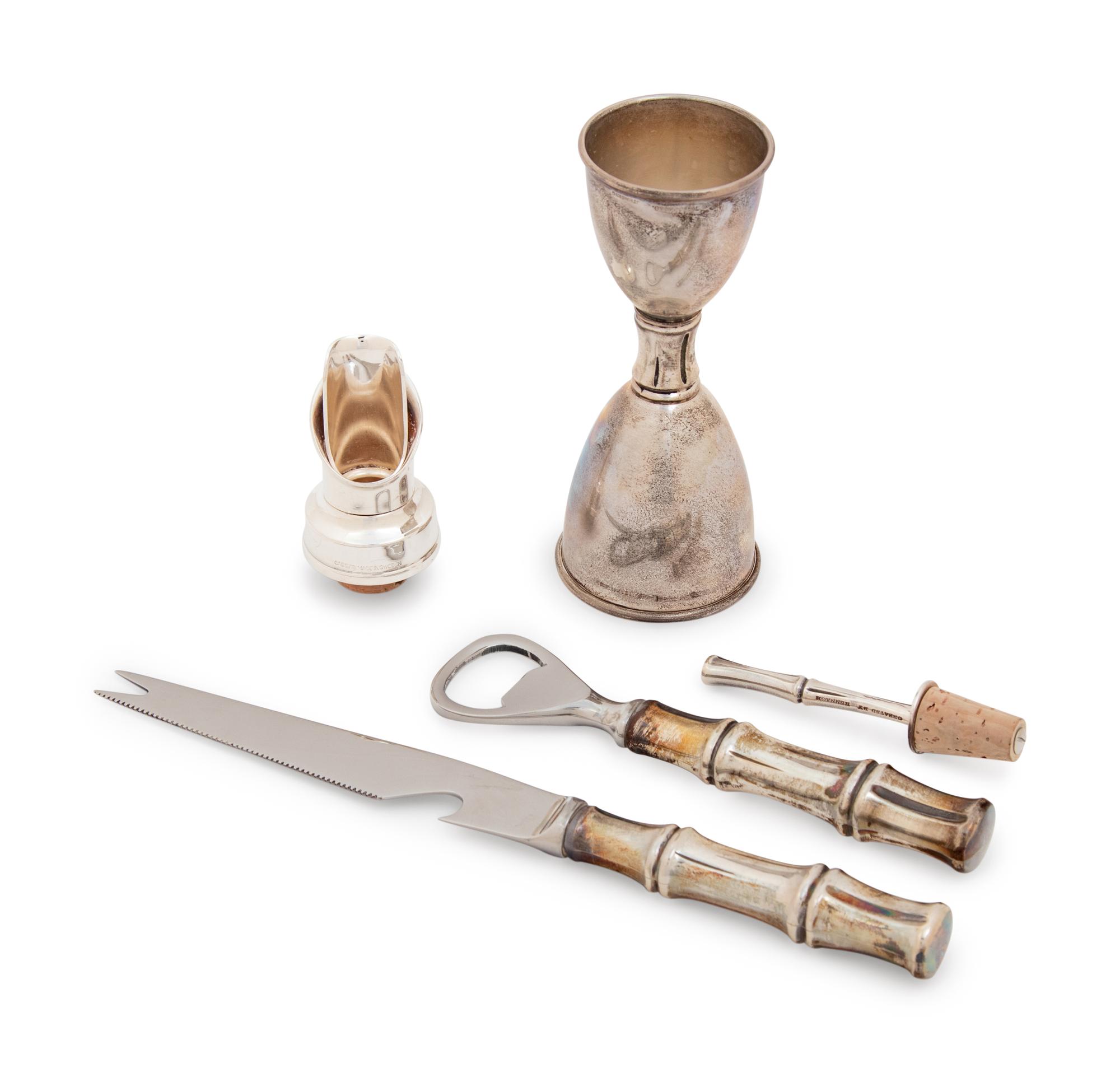 A Group of Four Tiffany & Co. Silver Bamboo Pattern Bar Articles
