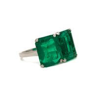 COLOMBIAN EMERALD TWIN STONE RING