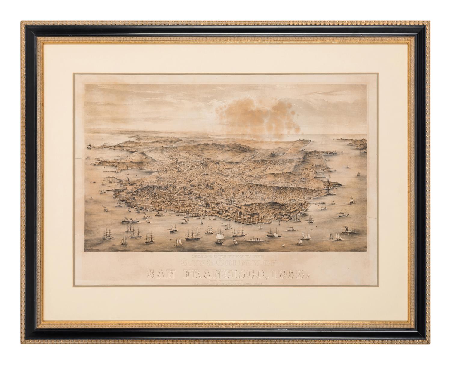 [SAN FRANCISCO]. GIFFORD, Charles Braddock and William Vallance GRAY. Bird's Eye View of the City and County of San Francisco, 1868 . San Francisco: W. Vallance Gray and C. B. Gifford, 1868.