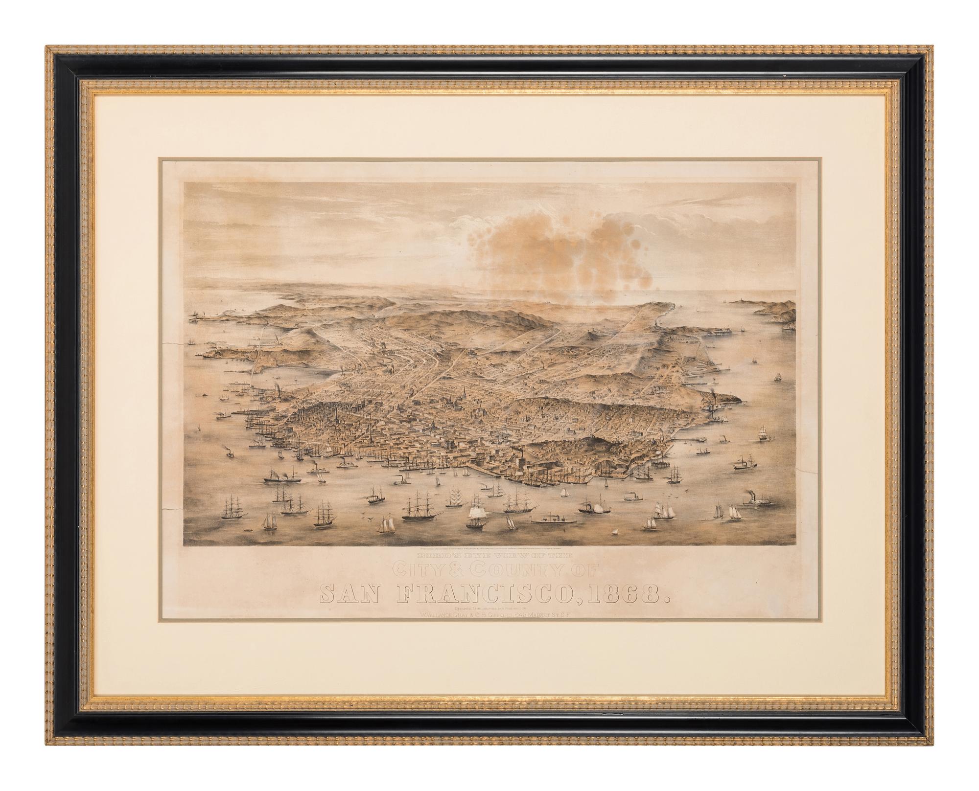 [SAN FRANCISCO]. GIFFORD, Charles Braddock and William Vallance GRAY. Bird's Eye View of the City and County of San Francisco, 1868 . San Francisco: W. Vallance Gray and C. B. Gifford, 1868.