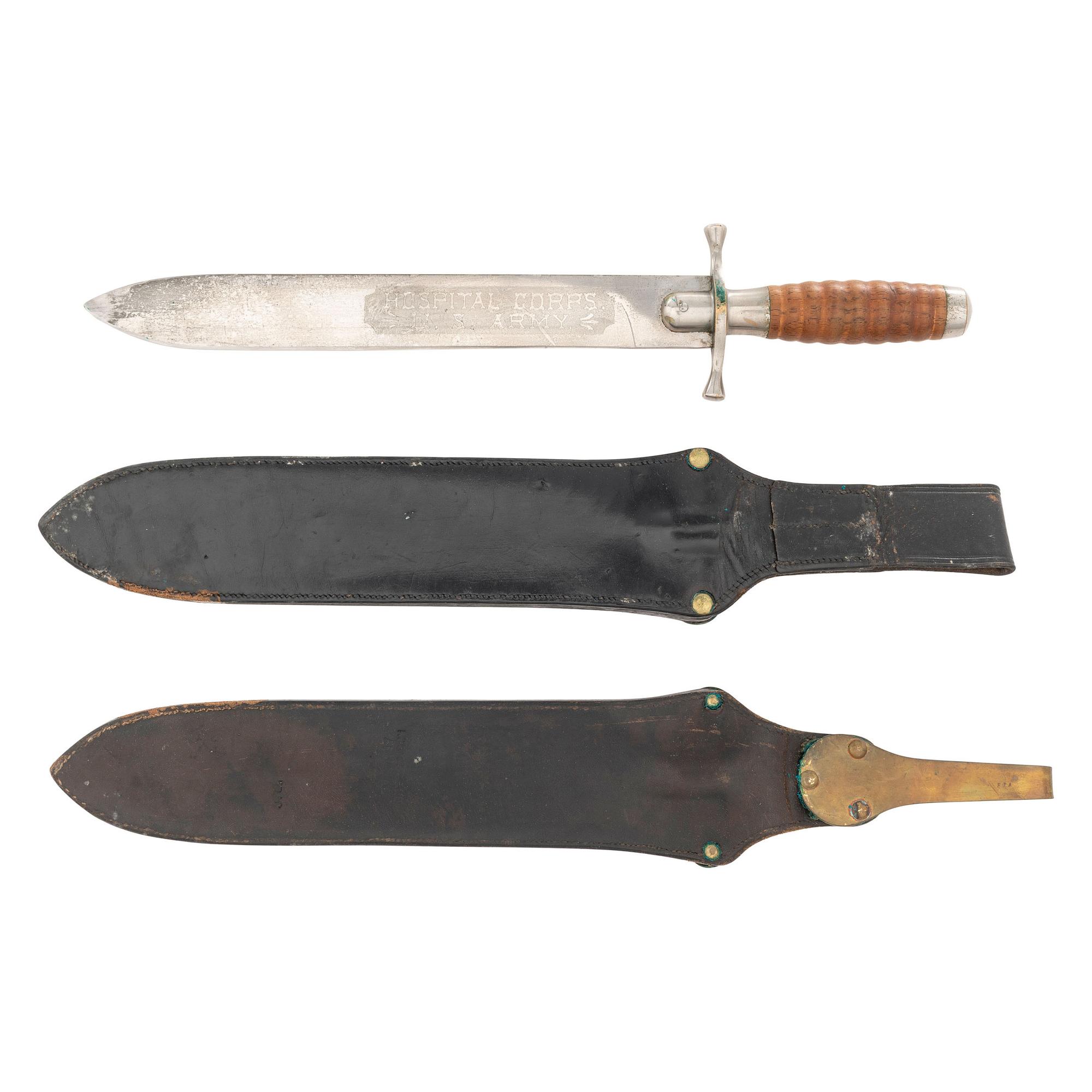 US Model 1887 Hospital Corps Type II Knife (aka M1892) with Both Scabbard Variants