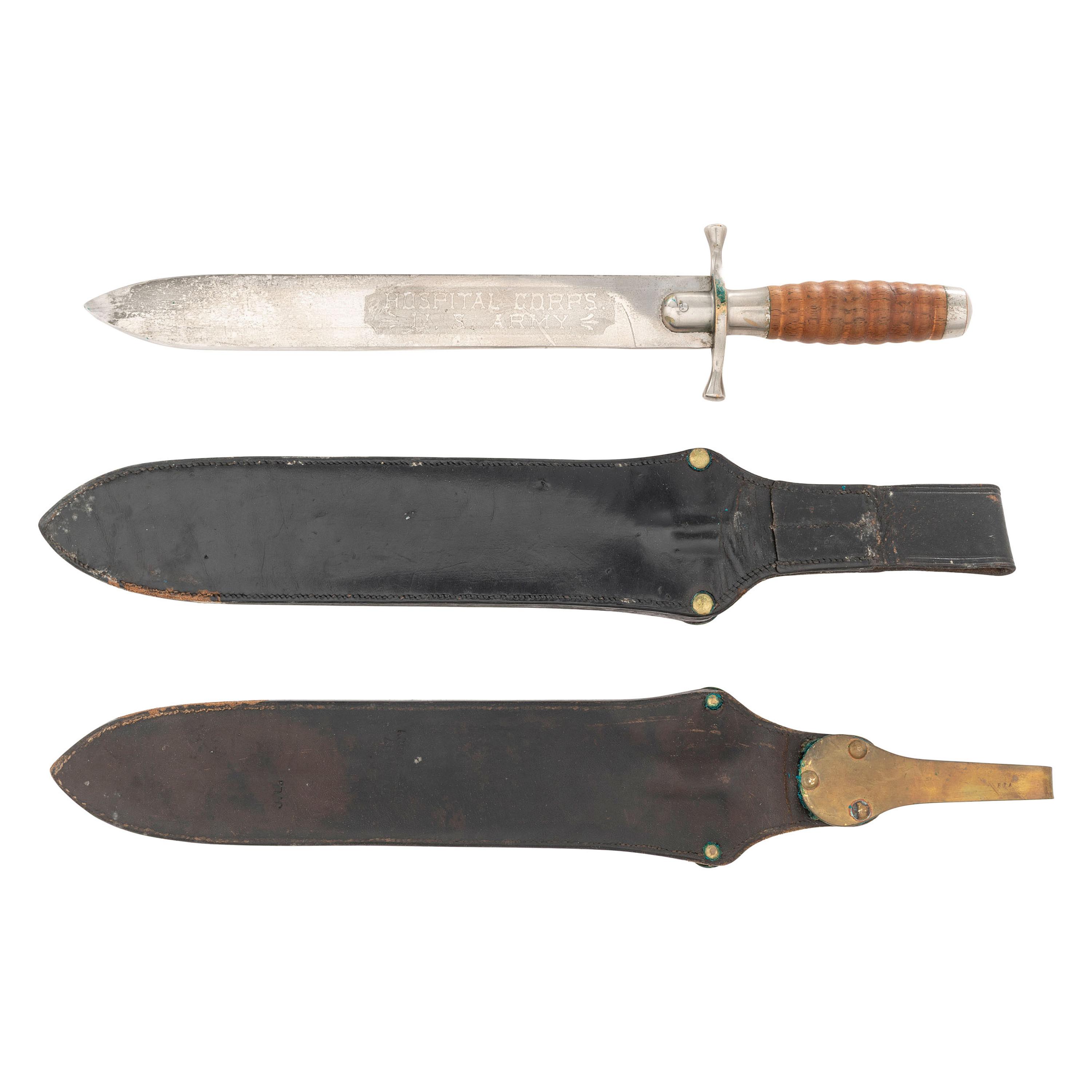 US Model 1887 Hospital Corps Type II Knife (aka M1892) with Both Scabbard Variants