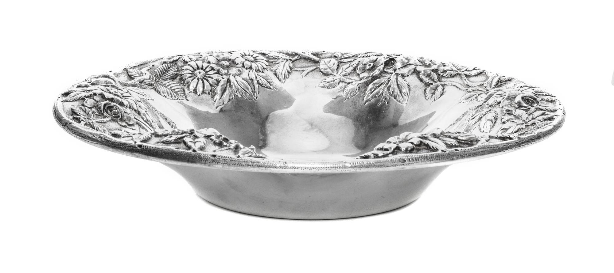 An American Silver Bowl, S. Kirk & Son, Baltimore, MD, Early 20th Century, circular, the undulating border chased with vines of flowers