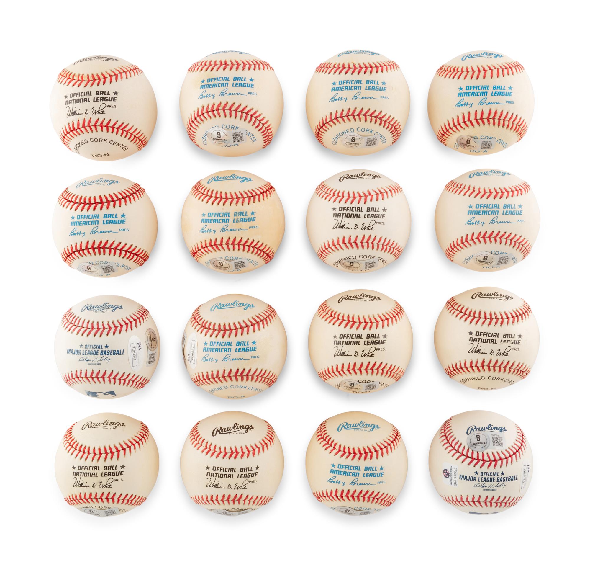 A Group of 16 3,000 Hit Club Signed Autograph Baseballs (Beckett Authentication Services),