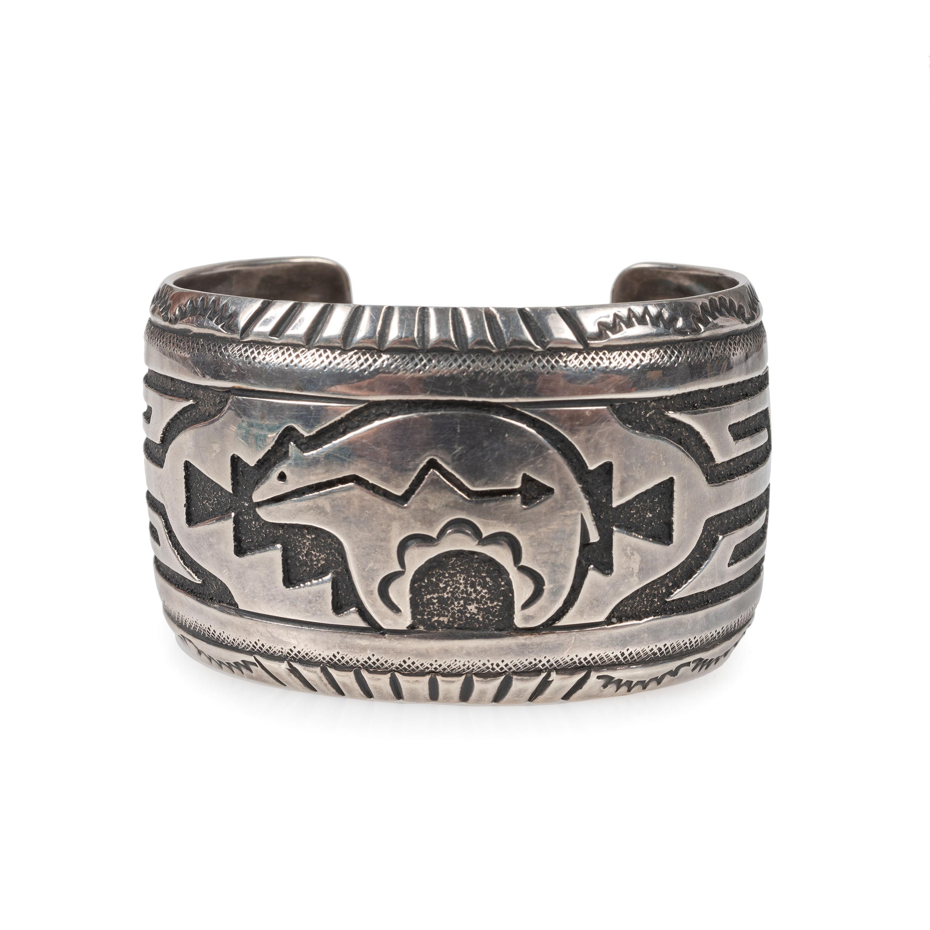Sterling Silver, Brass, and Turquoise Nugget Necklace, AND Sterling Silver Overlay Bear Cuff Bracelet