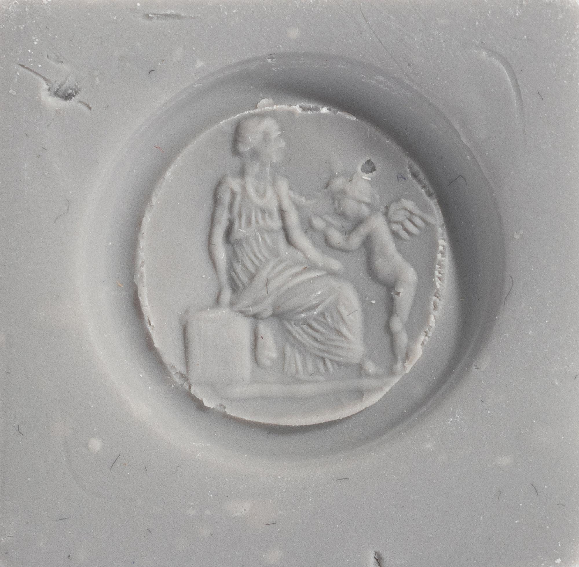 A Roman Plasma Ring Stone with the Gods Venus and Eros — Set in a gold stickpin
