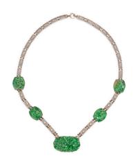 WHITE GOLD, JADE AND DIAMOND NECKLACE
