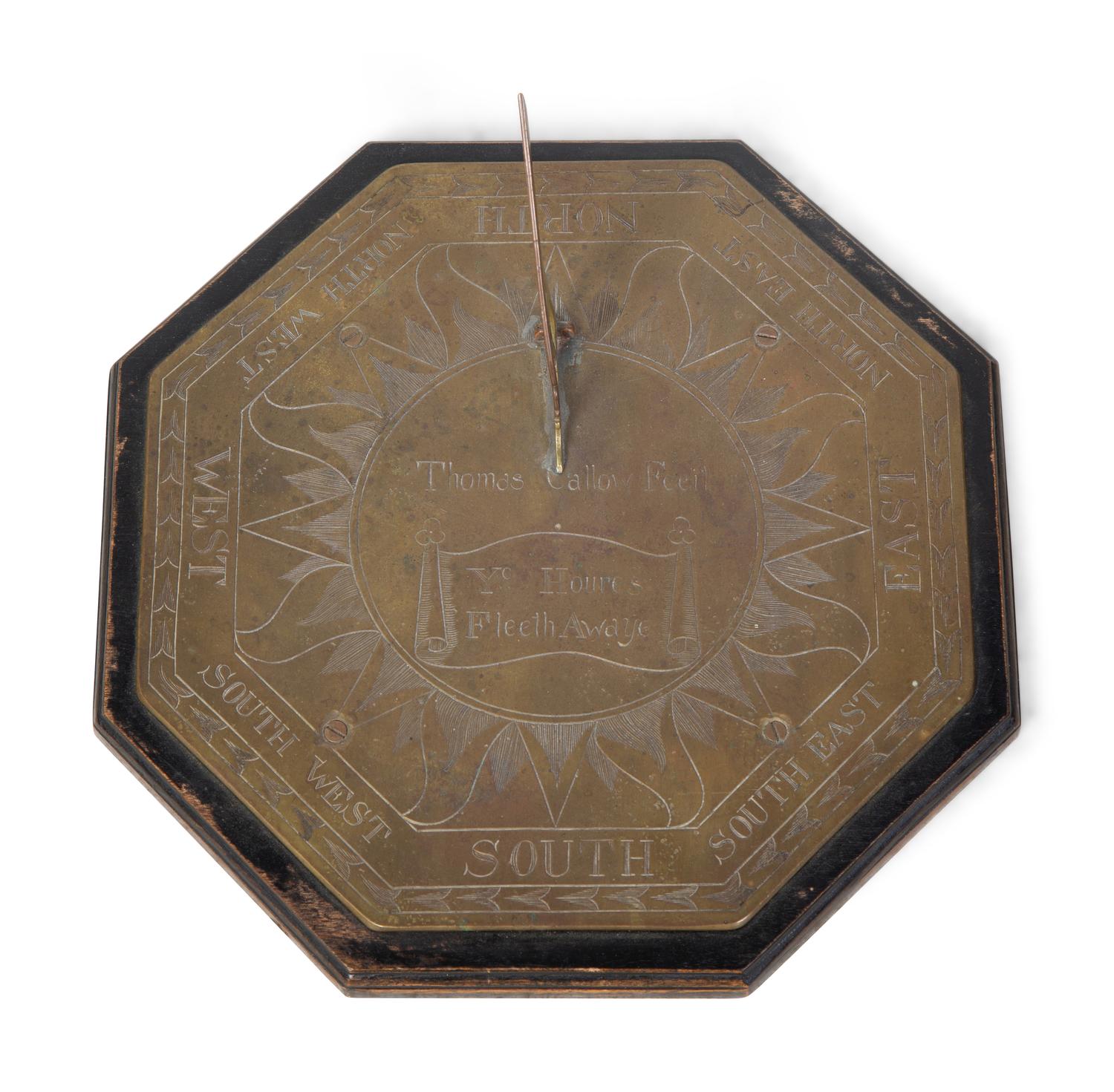 An English Engraved Brass Sundial Signed 'Thomas Callow'