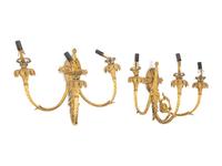 A Pair of Napoleon III Gilt Bronze Three-Light Sconces