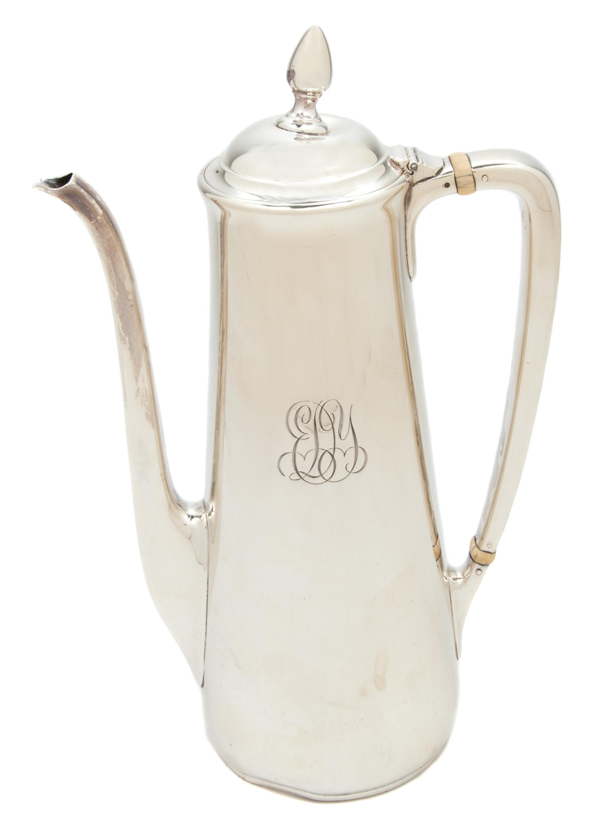 An American Silver Hot Chocolate Pot, Tiffany & Co., New York, NY, circa 1907-1938,