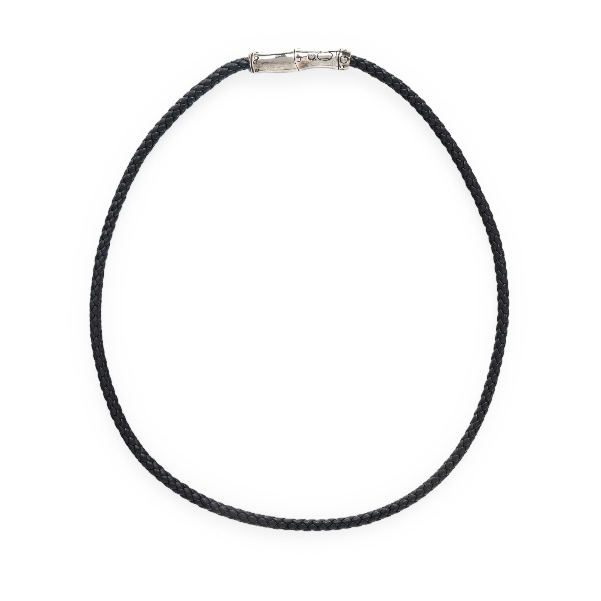 John Hardy, Leather and Sterling Silver Necklace