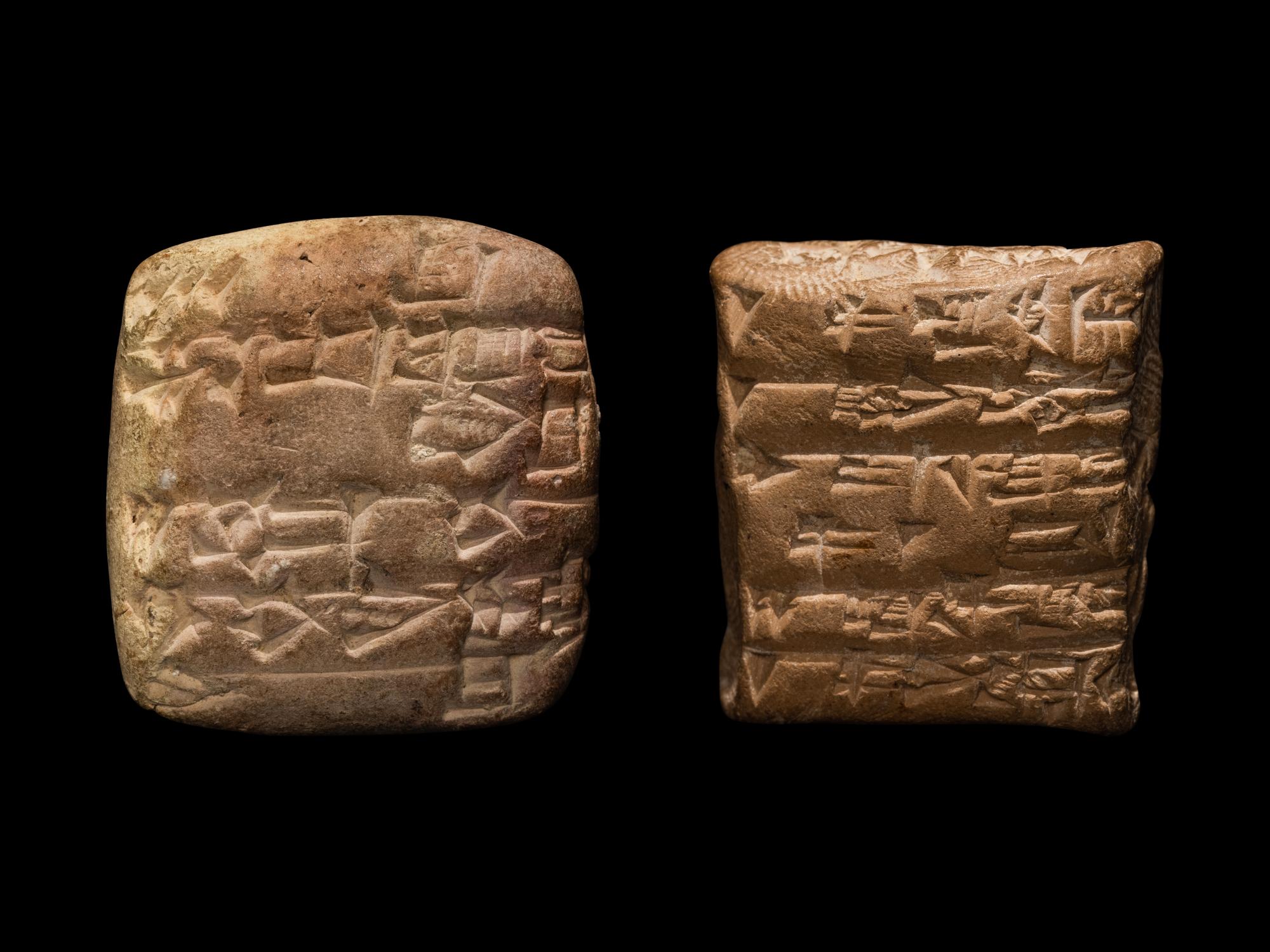 Two Sumerian Clay Cuneiform Tablets