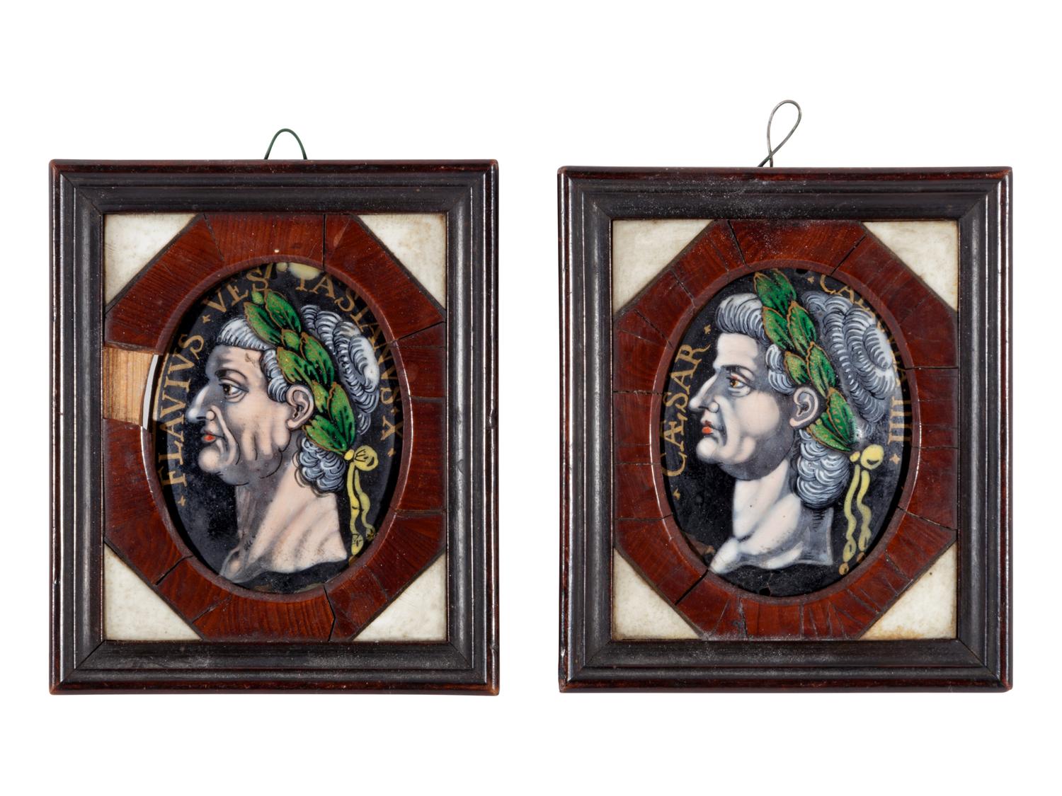 Two Limoges Enamel Oval Portrait Plaques after Jacques Laudin I (French, 1627-1695)