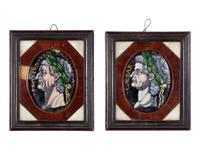 Two Limoges Enamel Oval Portrait Plaques after Jacques Laudin I (French, 1627-1695)