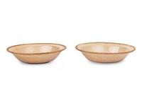 A Pair of Chinese White Ground Crackle Glazed Stoneware Bowls