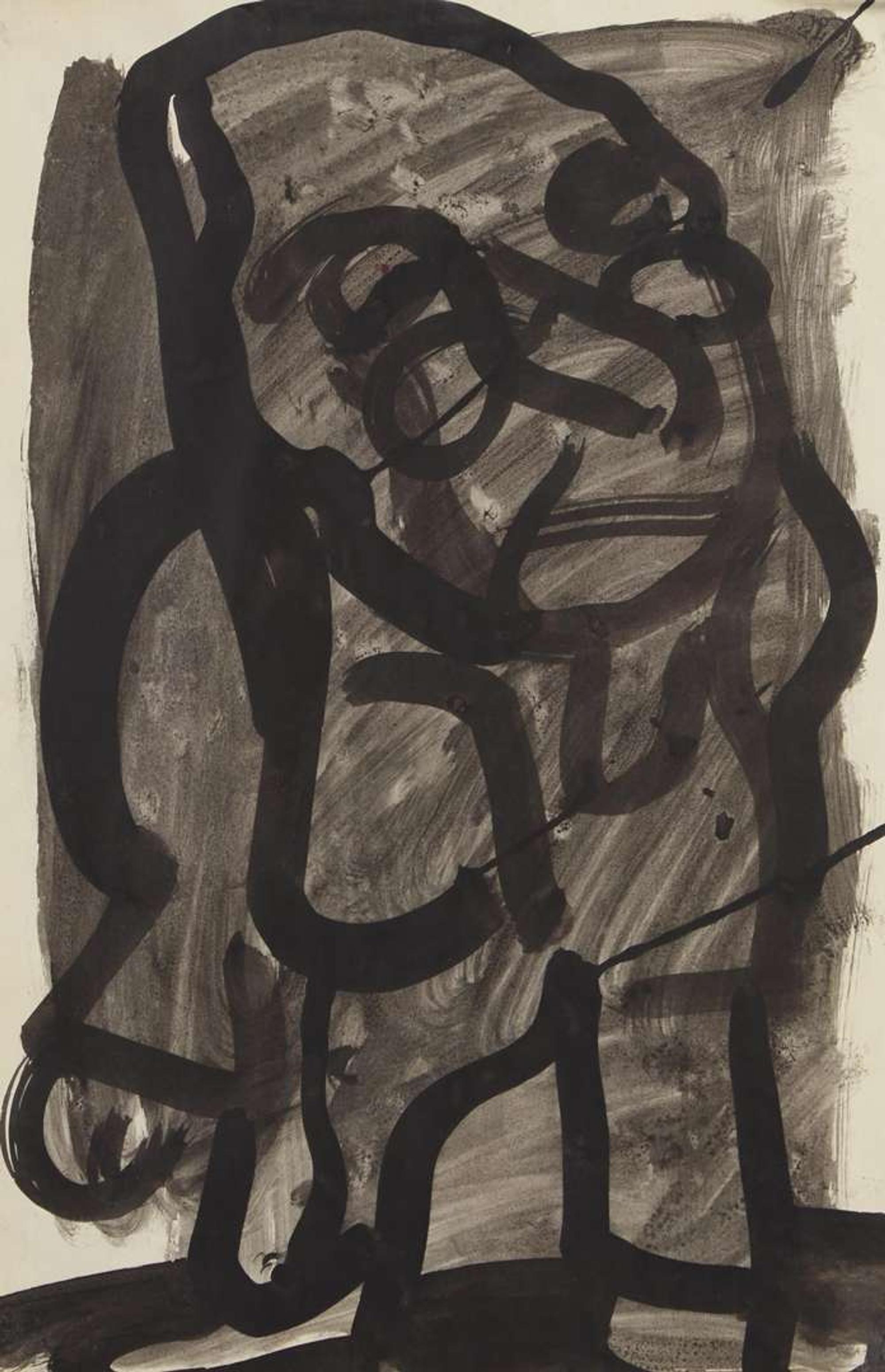 Georges Rouault (French, 1871-1958) - Perroquet (Projet Pour un Bestiaire); With Homme Debout verso (A Double-Sided Work)