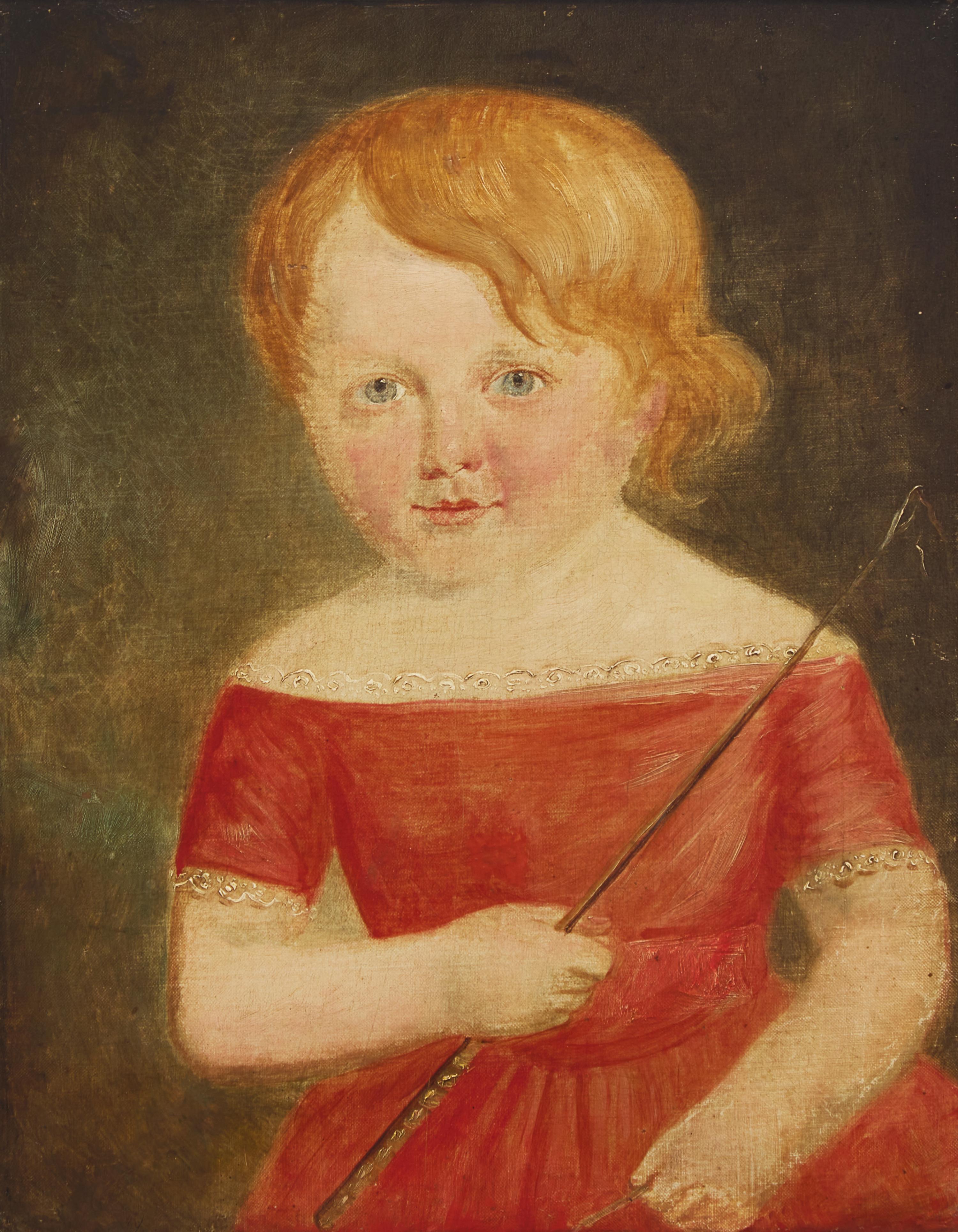 American School 19th Century, A Portrait of a Boy with a Whip