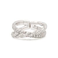 DAVID YURMAN, WHITE GOLD AND DIAMOND 'SCULPTED CABLE FLEX TWO ROW' RING