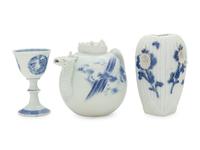 Three Japanese Blue and White Porcelain Wares