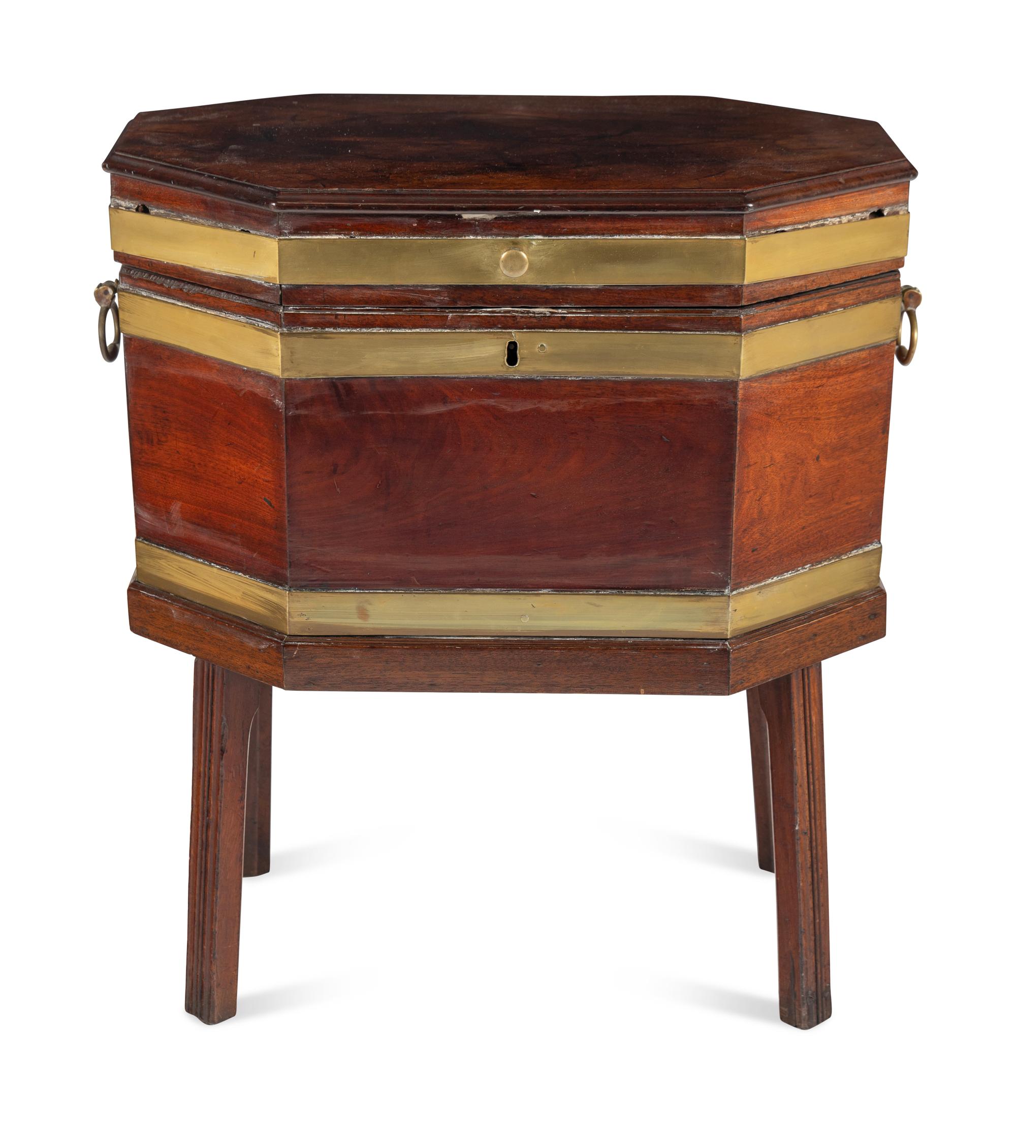 A George III Brass-Banded Mahogany Cellarette