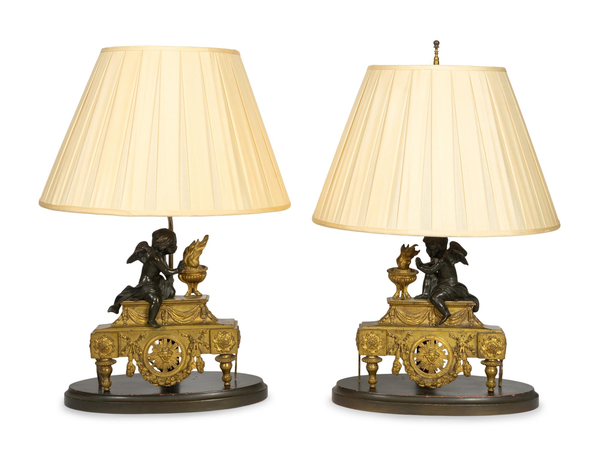 A Pair of Belle Époque Gilt Bronze Chenets