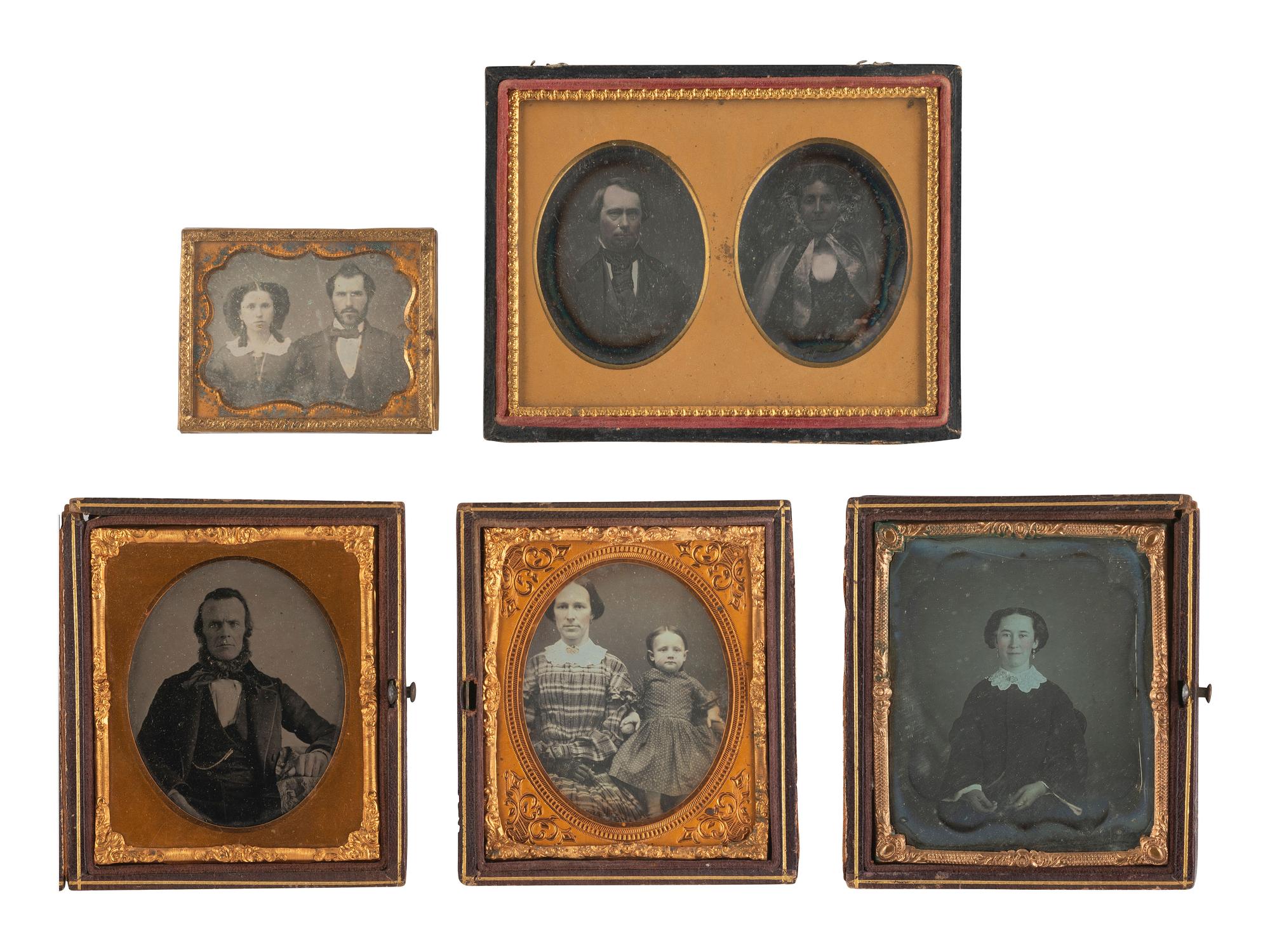 [EARLY PHOTOGRAPHY]. An assortment of hard images of couples and trios.
